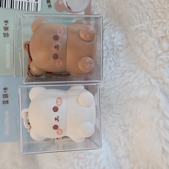 Milk & Mocha Teddy Bear Keychain Chapstick Lip gloss Set - Picture 1 of 8